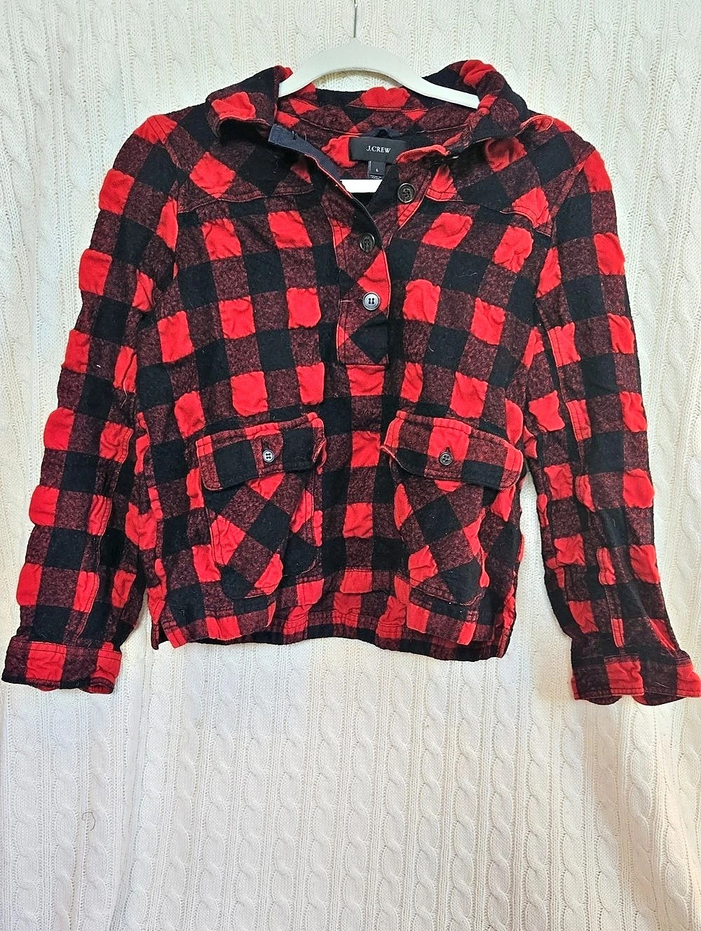 J.Crew Plaid Utility Jacket in Red & Black Size Large